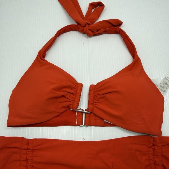Calia Swim Two Piece Bikini Set Small Red Halter Top Mid Rise Bottoms NWT - Picture 3 of 9